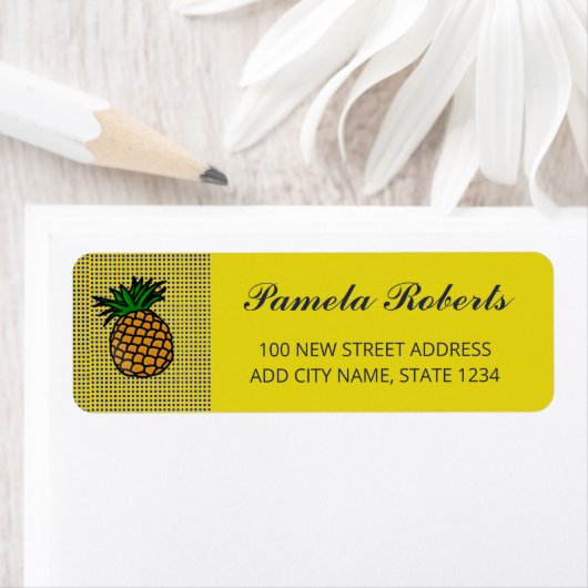 Étiquette Ananas sur motif de bloc (En situation)