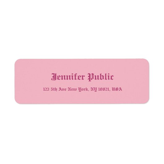 Étiquette Ancien anglais manuscrit texte élégant Modèle rose (Devant)