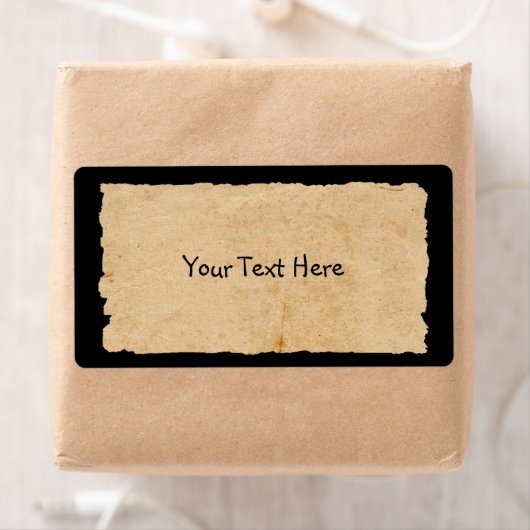 Étiquette Ancien Papier Sur Noir Rectangulaire (En situation)