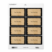 Étiquette Ancien Papier Sur Noir Rectangulaire (Feuille entière)