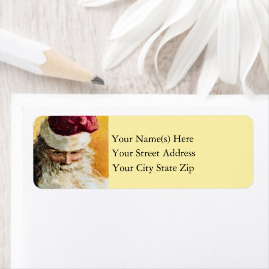 Étiquette Ancien Père Noël Vintage Noël (En situation)
