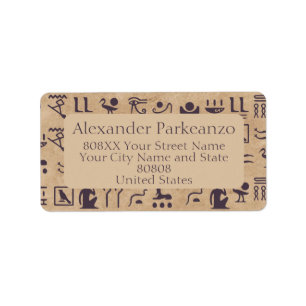 Étiquette Ancient Egyptian Hieroglyphics Art on Parchment