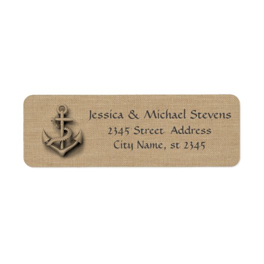 Étiquette Ancrage nautique mariage chic Burlap (Devant)