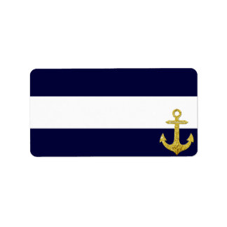 Étiquette Ancrage or rayures nautiques