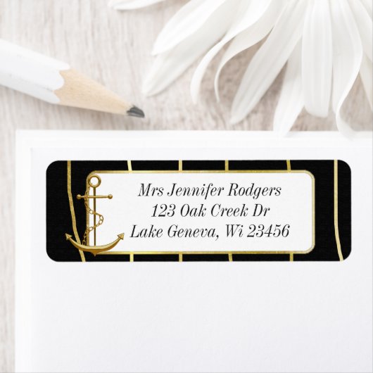 Étiquette Ancre à thème noir et or (En situation)