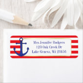 Étiquette Ancre à thème rouge et bleu marine (En situation)