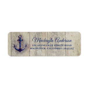 Étiquette Ancre Bleue de la Marine Bois Rustique