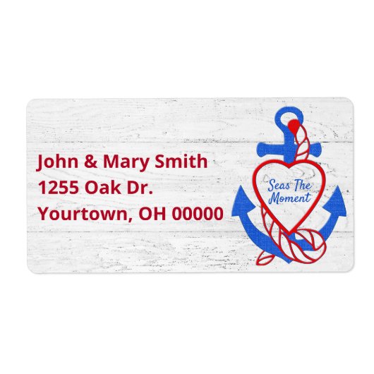 Étiquette Ancre Coeur Sur Bois Blanchi (Devant)
