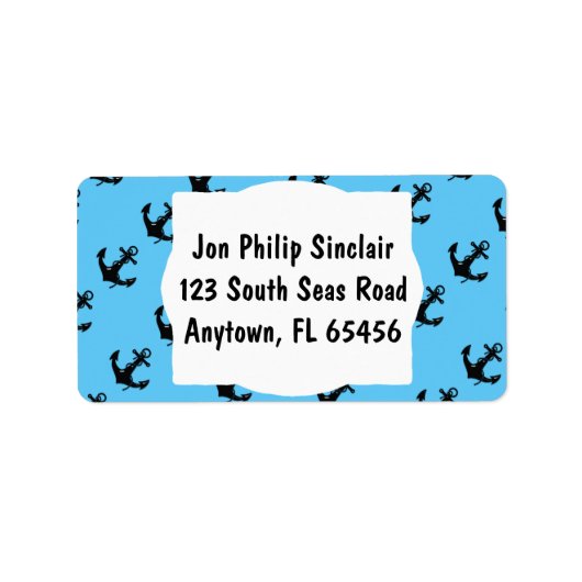 Étiquette Ancre de bateau noir (Devant)