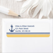 Étiquette Ancre du coeur jaune Monogramme (En situation)