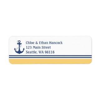 Étiquette Ancre du coeur jaune Monogramme
