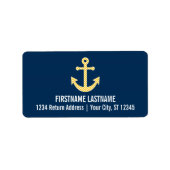 Étiquette Ancre nautique avec Motif de Navy Jaune Chevron (Devant)