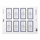 Étiquette Ancre nautique Marine Bleu encadré V Vin bouteille (Feuille entière)