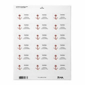Étiquette Ancre nautique rouge (Feuille entière)