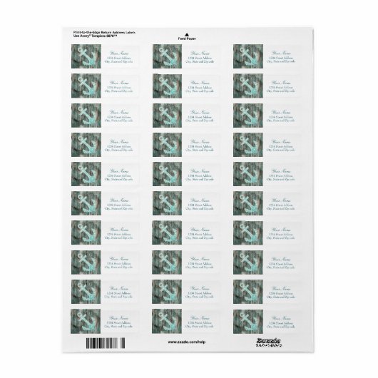 Étiquette Ancre Parties scintillant nautique Aqua Bokeh sur  (Feuille entière)