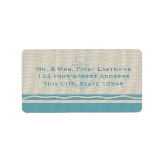 Étiquette Ancre turquoise et Burlap (Devant)