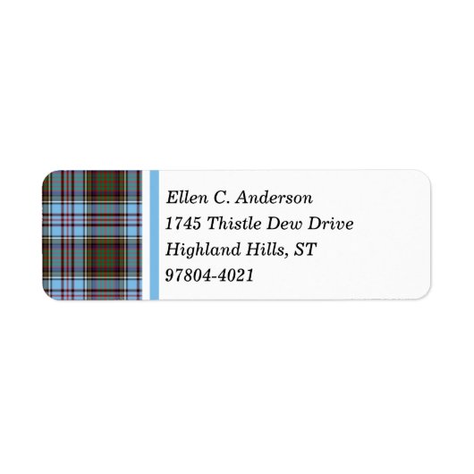 Étiquette Anderson Clan Bleu clair Tartan écossais (Devant)