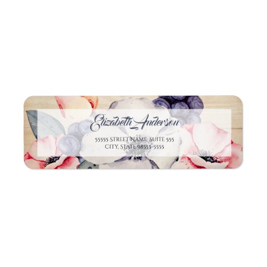 Étiquette Anémone Florale Teintée Rustique (Devant)