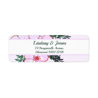 Étiquette Anémone rose Vert Floral Adresse de retour Label