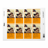 Étiquette ANGE / Chérubin ailé,orange,blanc (Feuille entière)