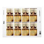 Étiquette ANGE / Chérubin ailé,,parchemin marron,blanc (Feuille entière)