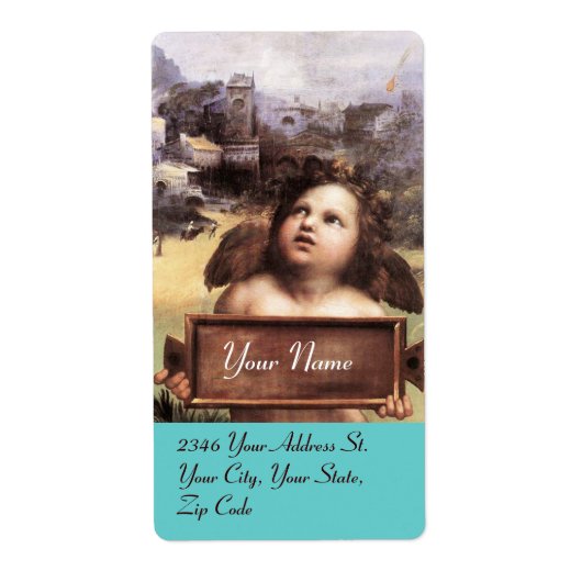 Étiquette ANGE / Chérubin ailé, violet (Devant)