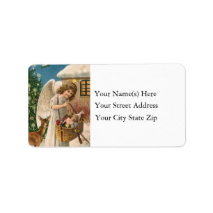 Étiquette Ange de Noël avec l'étiquette de adresse de cru