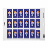 Étiquette Ange de Noël bâton bleu de paix (Feuille entière)