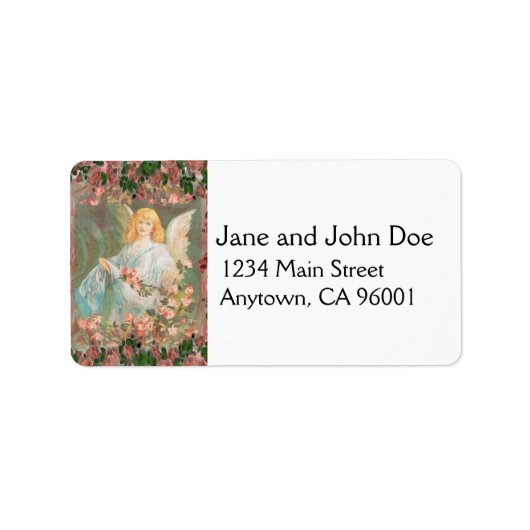 Étiquette Ange gardien aux roses roses roses (Devant)