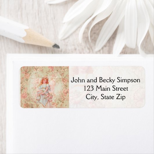 Étiquette Angel avec fleurs (En situation)