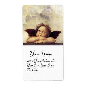 Étiquette ANGEL / Cherub ailé, marron, blanc