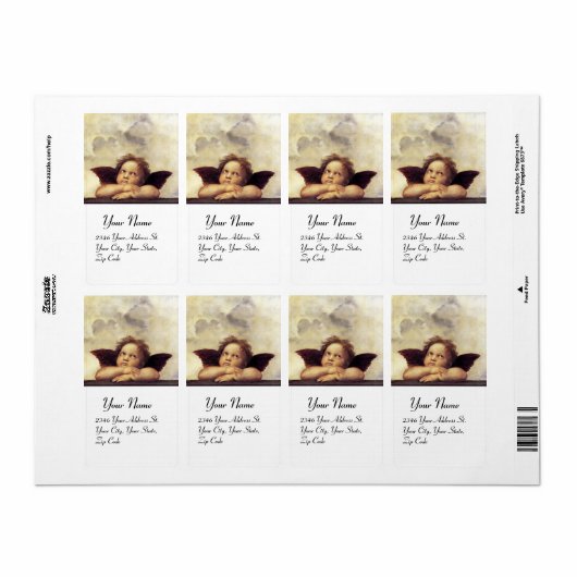 Étiquette ANGEL / Cherub ailé, marron, blanc (Feuille entière)