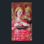 ÉTIQUETTE ANGEL WITH ROSES<br><div class="desc">Italian late medieval masterpiece from Fra Beato Angelico - Detail of the Perugia Triptych 1437 .Italy Tempera and golden foil., Two angels with gold wings holding a rose basket, </div>