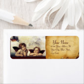 Étiquette ANGELS / Winged Cherubs,,brown parchment,white (En situation)