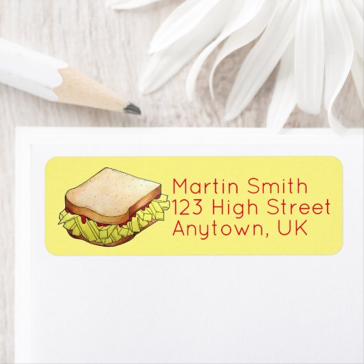 Étiquette Anglais Chip Shop Sandwich Butty Takeaway UK Food (En situation)