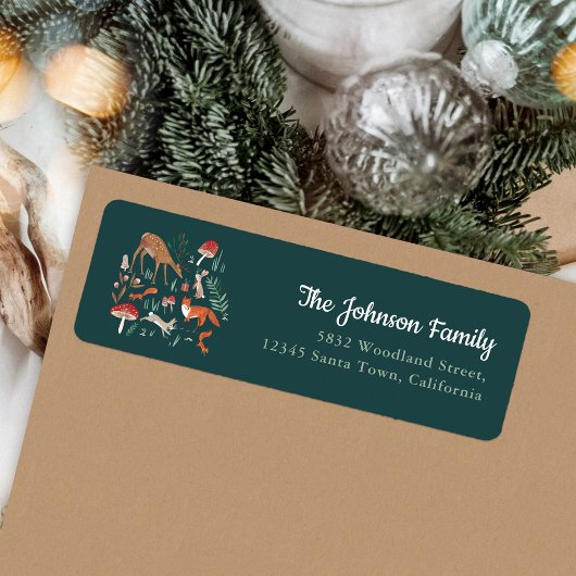 Étiquette Animaux de bois Green Christmas Party Invitation