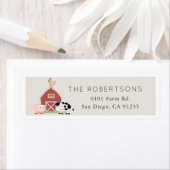 Étiquette Animaux de ferme Barnyard Beige Adresse de retour  (En situation)