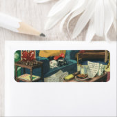 Étiquette Animaux de Noël Vintage dans le salon (En situation)