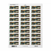 Étiquette Animaux de Noël Vintage dans le salon (Feuille entière)