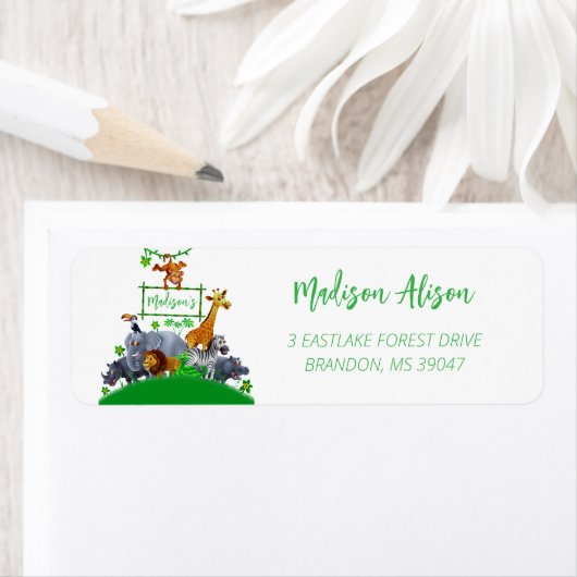 Étiquette Animaux Wild One Jungle verdure safari hiver (En situation)