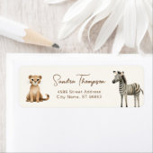 Étiquette Animaux Zebra Lion Safari Adresse de retour (En situation)