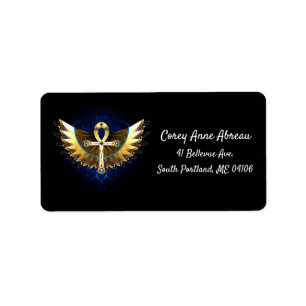 Étiquette Ankh or avec ailes