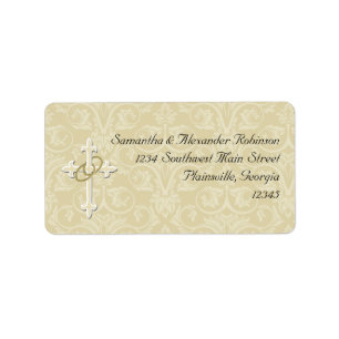 Étiquette Anneaux d'or avec croix, Élégant amour chrétien
