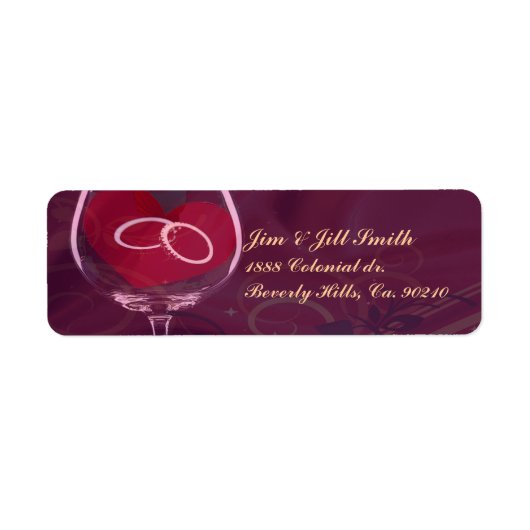 Étiquette Anneaux En Verre À Vin Mariage (Devant)