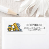 Étiquette Anniversaire de enfant des véhicules de constructi (En situation)