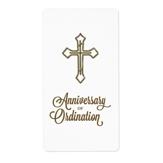 Étiquette Anniversaire de l'ordination, Croix sur Starburst (Devant)
