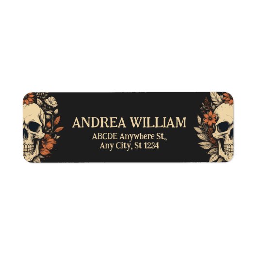 Étiquette Anniversaire de Skullhead Halloween (Devant)