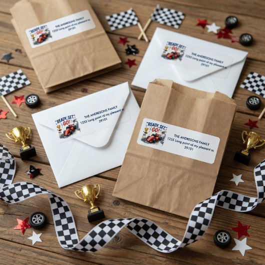 Étiquette Anniversaire de voiture de course