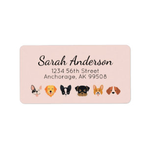 Étiquette Anniversaire du chien rose Pawty