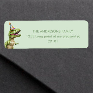 Étiquette Anniversaire du dinosaure à trois rapports Green